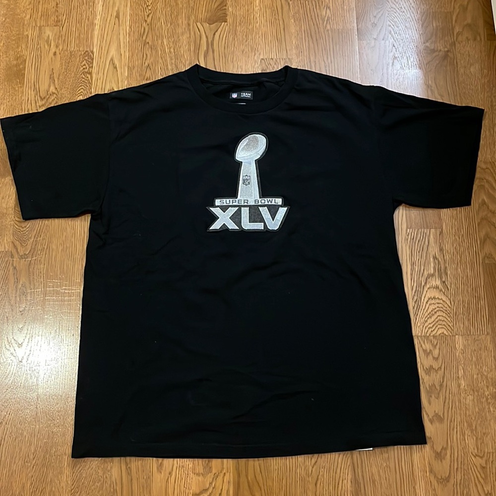 NFL Super Bowl XLV 2010/2011 Men's Large Black Short Sleeve Patch Logo T Shirt